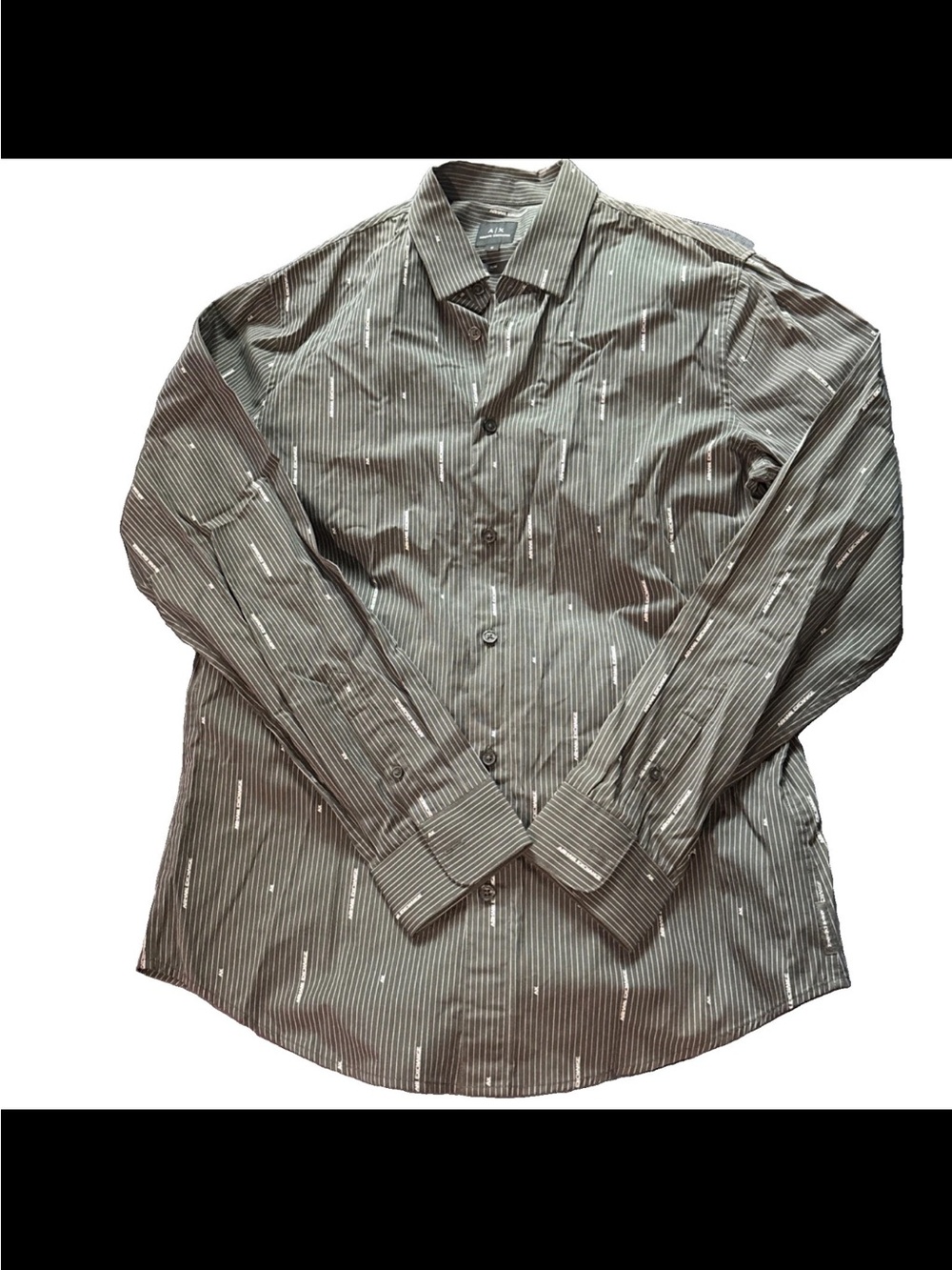 Armani Exchange Olive Green Striped Button-Down Shirt